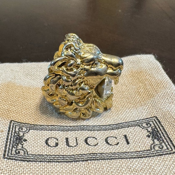 New Authentic Gucci Lion Head Ring Crystal Size XS / US 5.25 - Picture 5 of 10